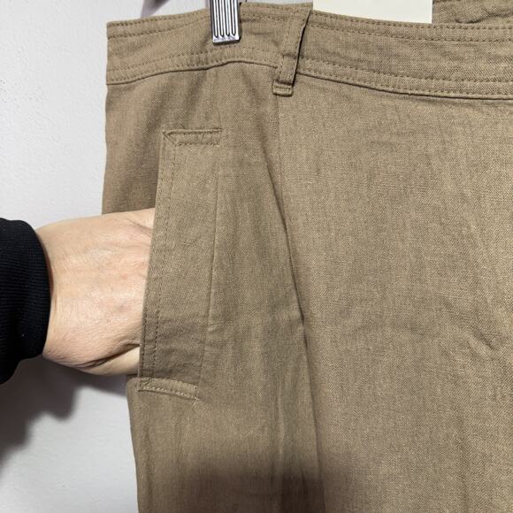 A New Day Pants Women’s Size 17 High Rise Straight Ankle Cargo Khaki Linen Blend - Picture 3 of 11